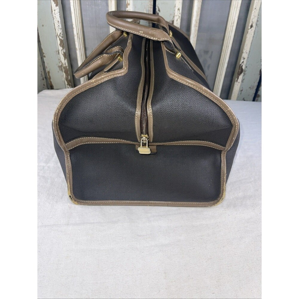 Dunhill Boston Travel Weekender Duffle Bag Coated Canvas Brown Leather Trim - Picture 4 of 12